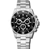 Marine Chrono - Black Dial with Black Bezel and Silver Stainless Steel Strap
