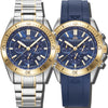 Stratos - Blue Dial with Silver & Gold Stainless Steel Strap & Blue Rubber Strap
