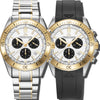 Stratos - White Dial with Silver & Gold Stainless Steel Strap & Black Rubber Strap