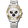 Stratos - White Dial with Silver & Gold Stainless Steel Strap & Black Rubber Strap