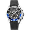 Marine Chrono Rubber - Black Dial with Silver Case, Black & Blue Bezel and Black Rubber Strap