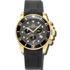 Marine Chrono Rubber - Black Dial with Gold Case, Black Bezel and Black Rubber Strap