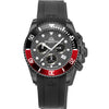 Marine Chrono Rubber - Black Dial with Black Case, Black &Red Bezel and Black Rubber Strap