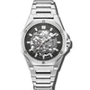 Raidillon Skeleton - Black & Silver Dial with Silver Stainless Steel Strap