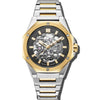 Raidillon Skeleton - Black & Silver Dial with Gold & Silver Stainless Steel Strap