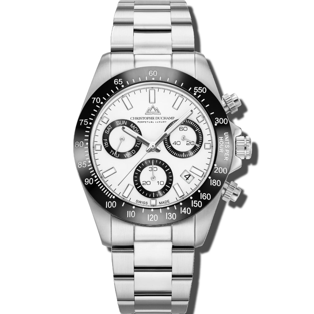 Grand Mont Ceramic - White Dial with Black Bezel and Silver