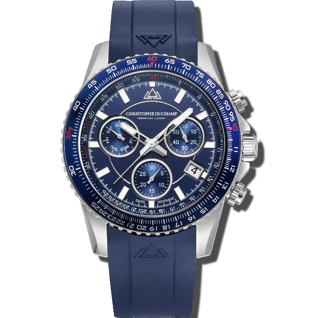 Velocite V2 - Blue Dial with Silver Case and Blue Rubber Strap
