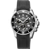 Marine chrono Rubber - Black Dial with Silver Case, Black Bezel and Black Rubber Strap