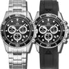 Marine Chrono II - Black Dial with Silver Stainless Steel Bracelet and Black FKM Rubber Strap
