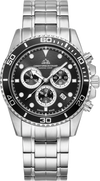 Marine Chrono II - Black Dial with Silver Stainless Steel Bracelet and Black FKM Rubber Strap