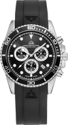 Marine Chrono II - Black Dial with Silver Stainless Steel Bracelet and Black FKM Rubber Strap