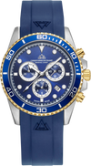 Marine Chrono II - Blue Dial with Silver Stainless Steel Bracelet, Gold Detailing and Blue FKM Rubber Strap