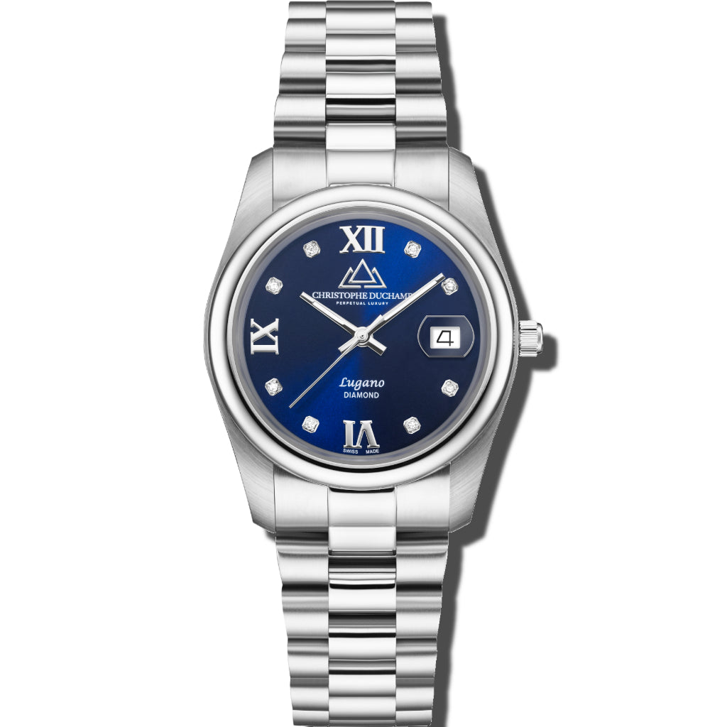 Lugano - Blue Dial with Silver Stainless Steel Strap – Christophe