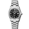 Lugano - Black Dial with Silver Stainless Steel Strap