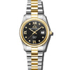Lugano - Black Dial with Gold & Silver Stainless Steel Strap